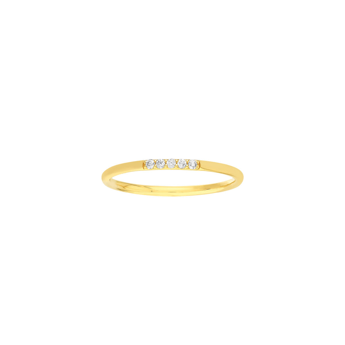 14K Yellow Gold Thin Diamond Row Band