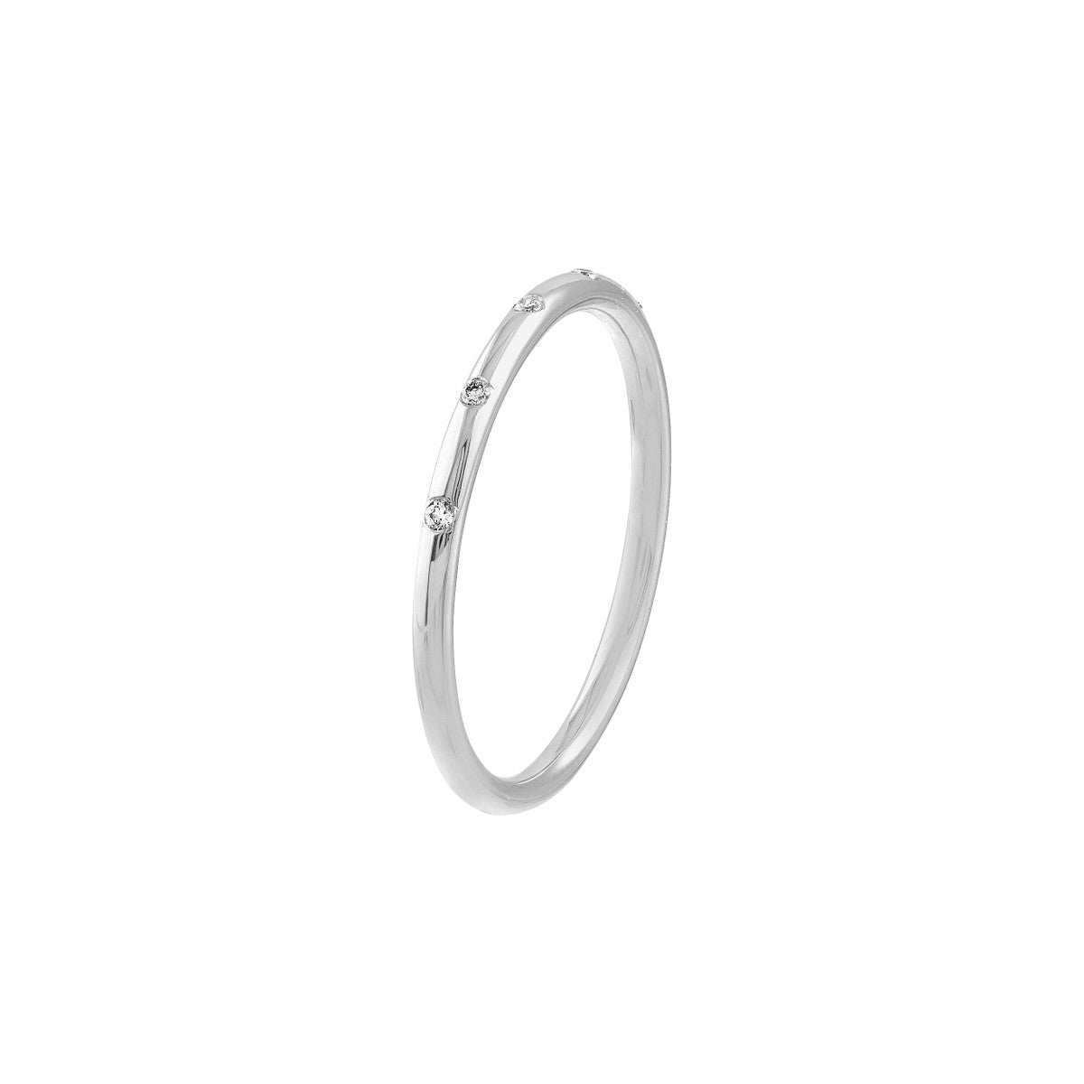 14K White Gold Halfway Diamond Station Stackable Band