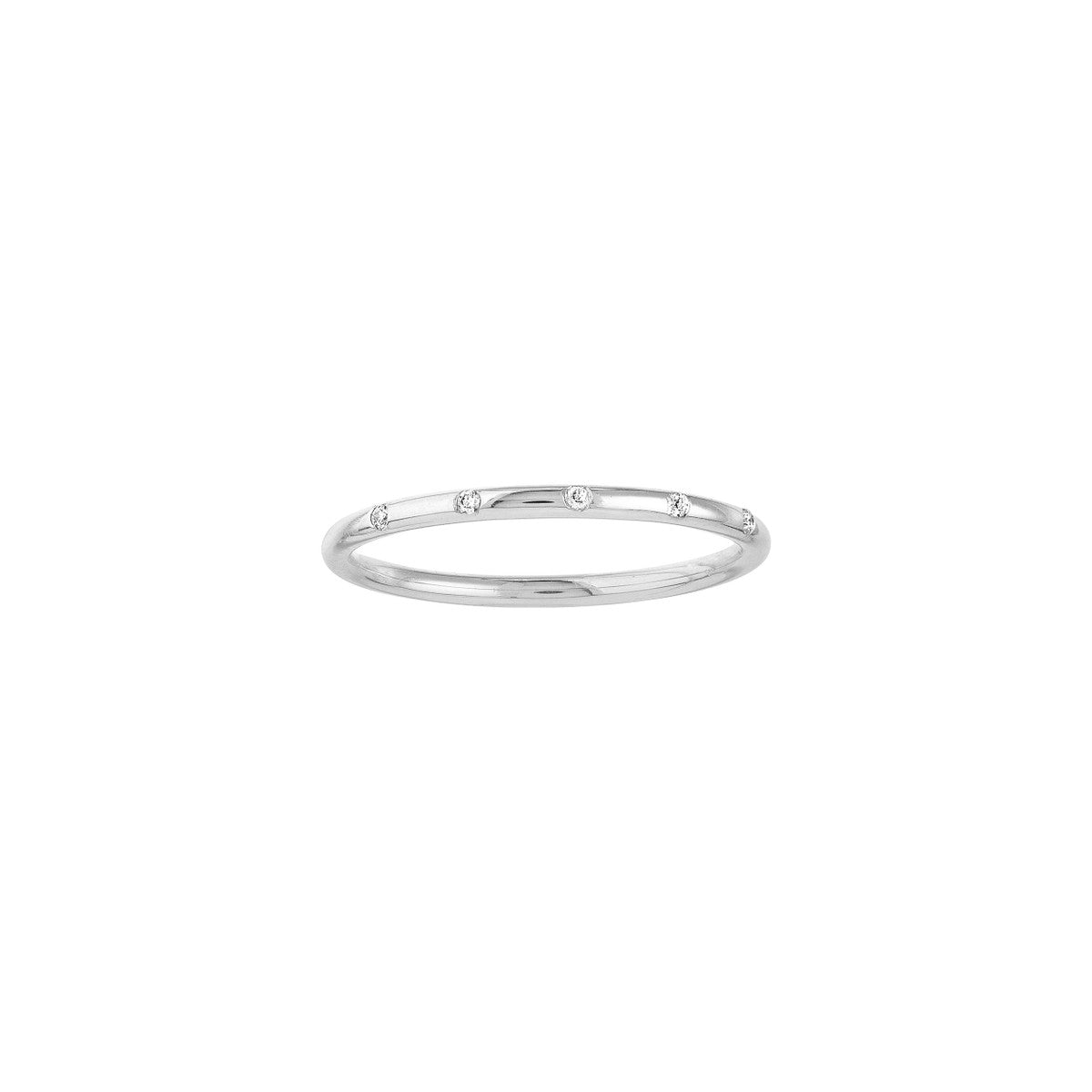 14K White Gold Halfway Diamond Station Stackable Band