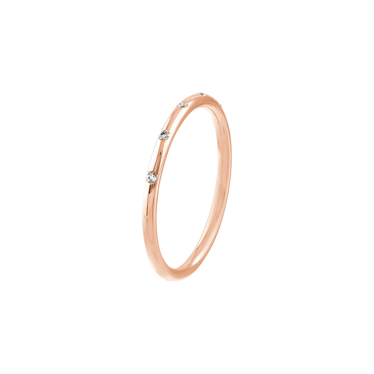 14K Rose Gold Halfway Diamond Station Stackable Band