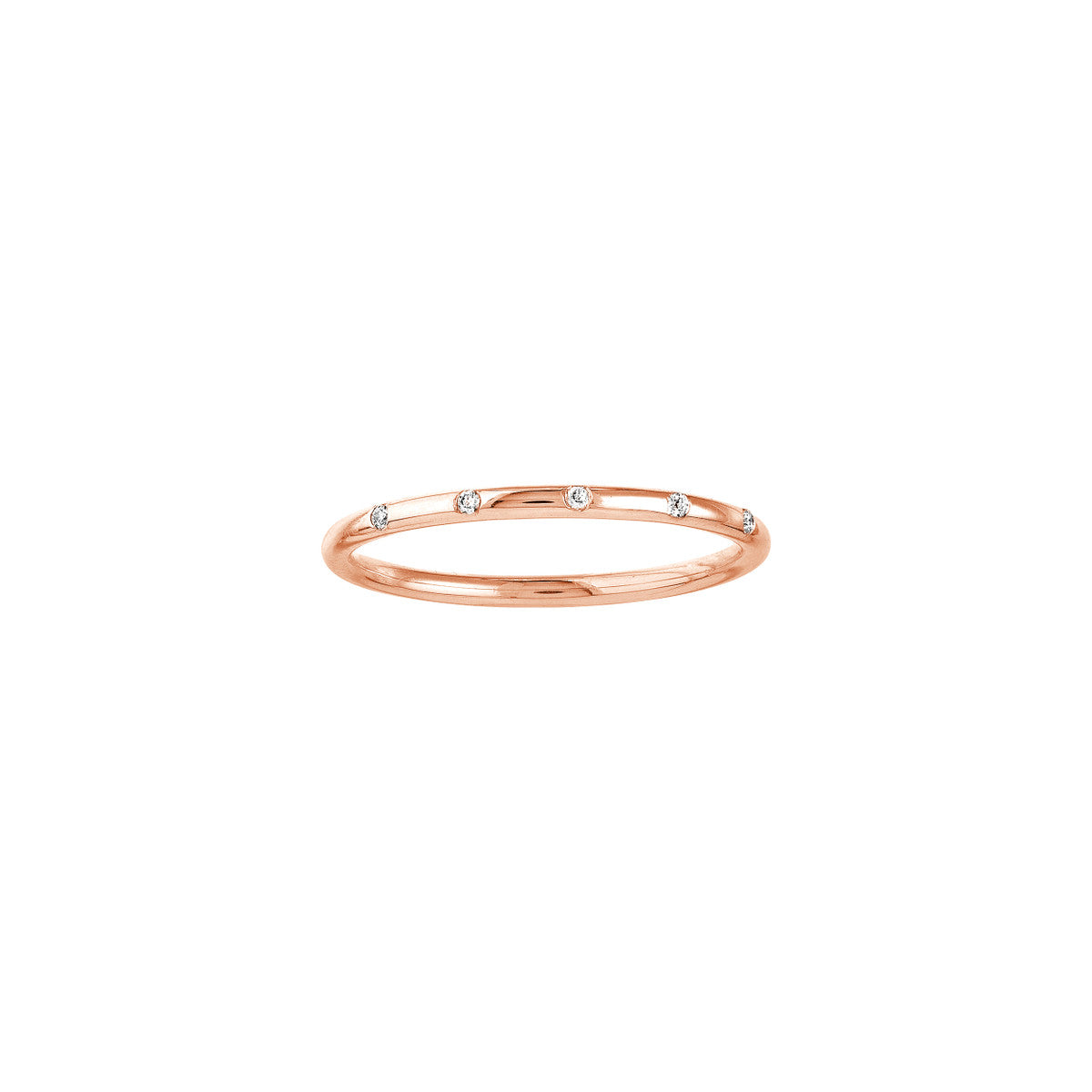 14K Rose Gold Halfway Diamond Station Stackable Band