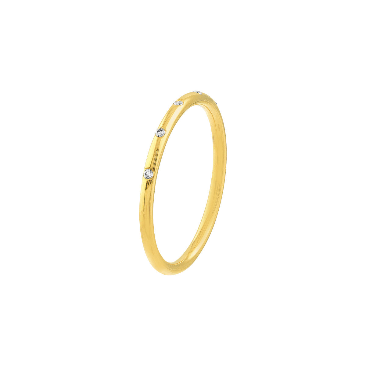 14K Yellow Gold Halfway Diamond Station Stackable Band