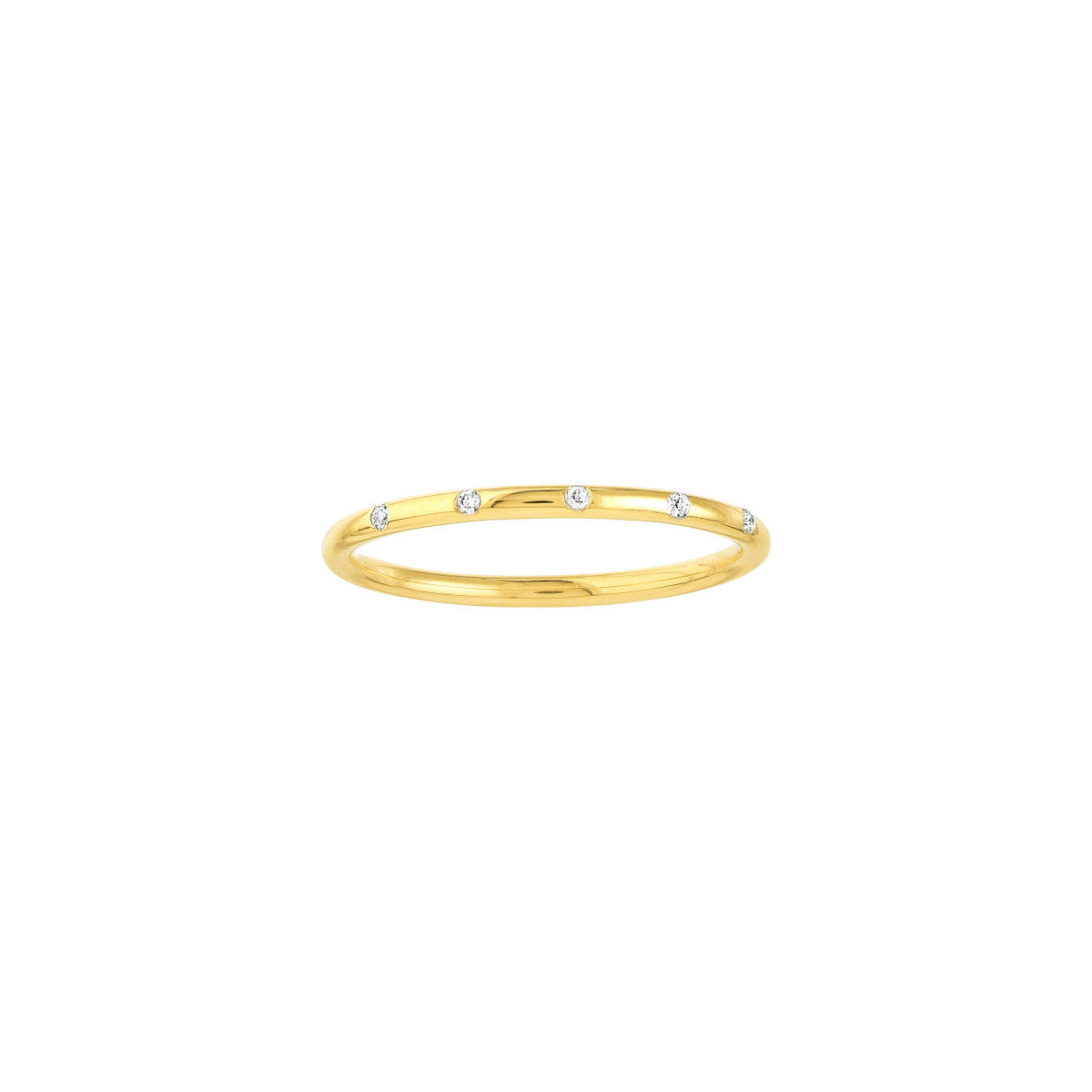 14K Yellow Gold Halfway Diamond Station Stackable Band