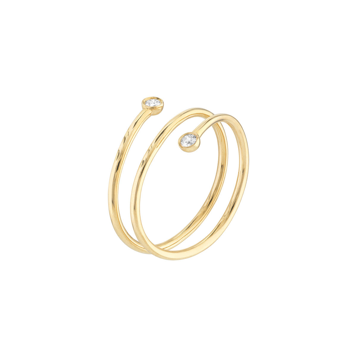 14K Yellow Gold Diamond Wrap Around Bypass Ring