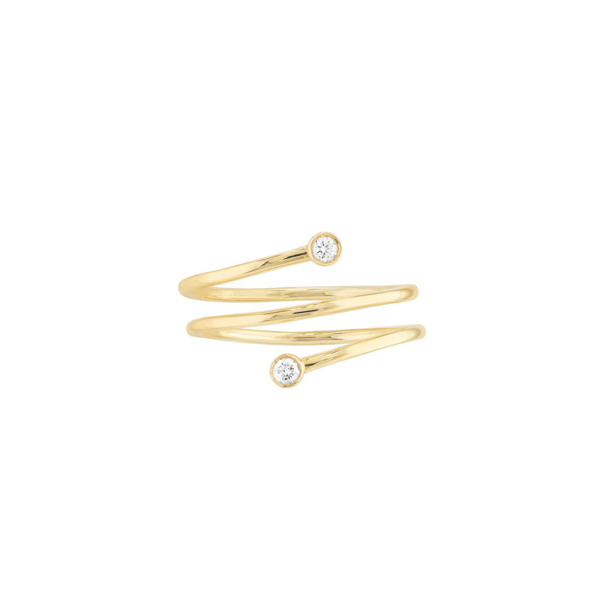 14K Yellow Gold Diamond Wrap Around Bypass Ring