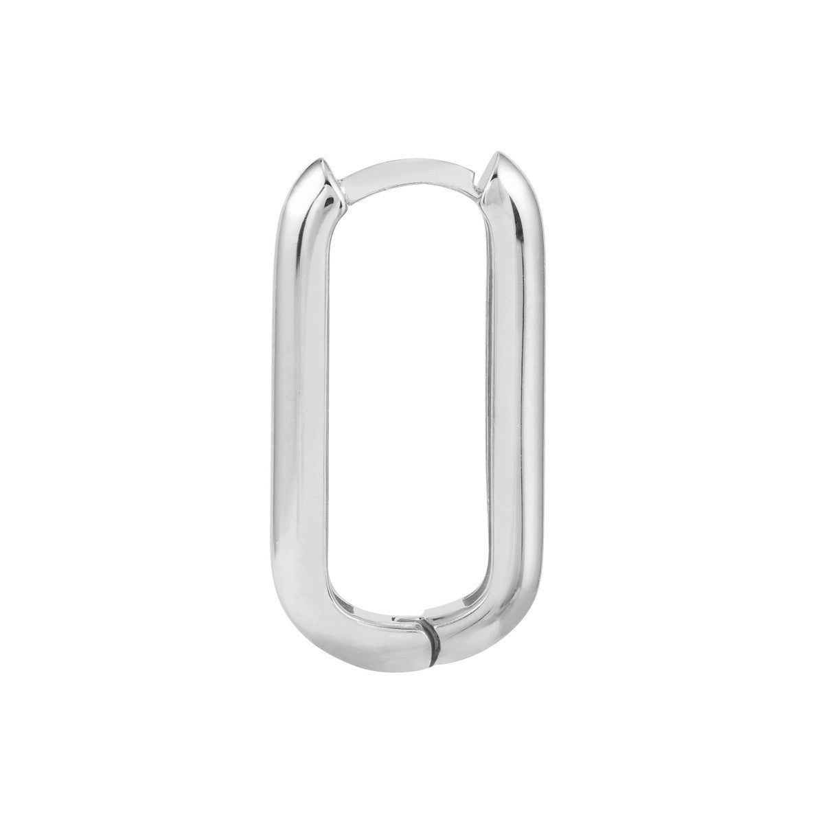 14K White Gold Elongated Polished Hoop Earrings