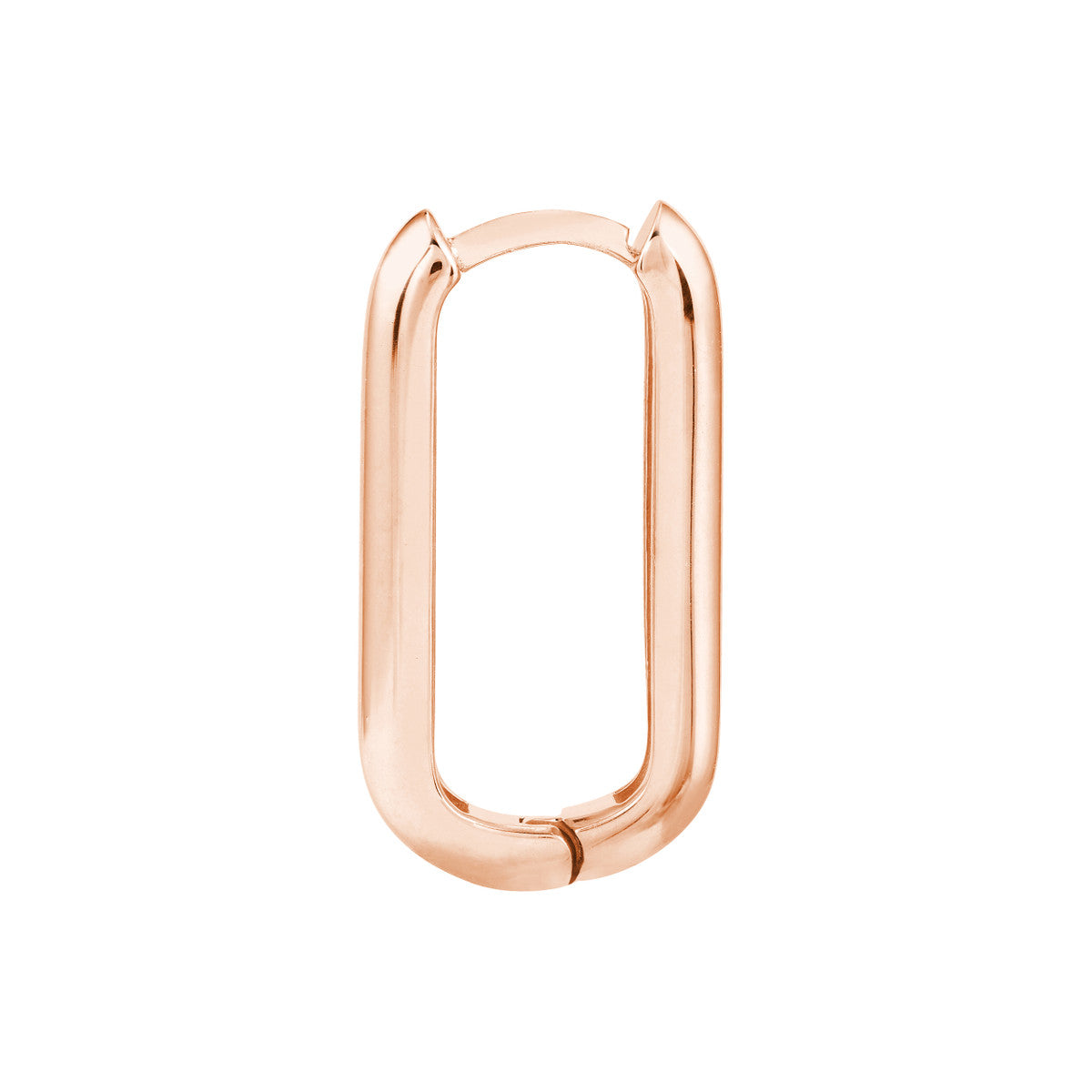 14K Rose Gold Elongated Polished Hoop Earrings