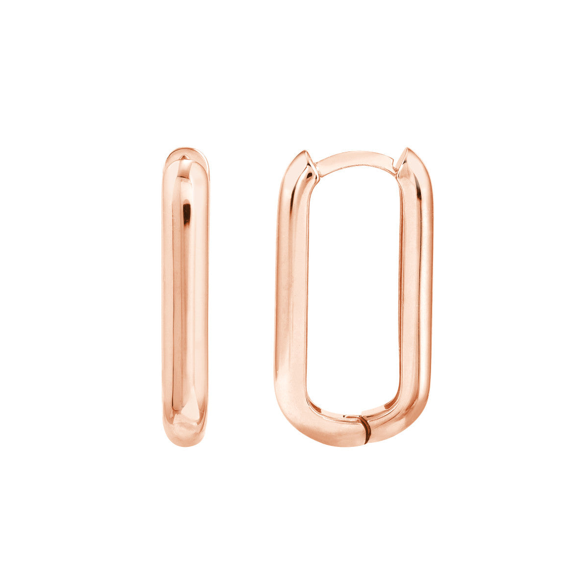 14K Rose Gold Elongated Polished Hoop Earrings