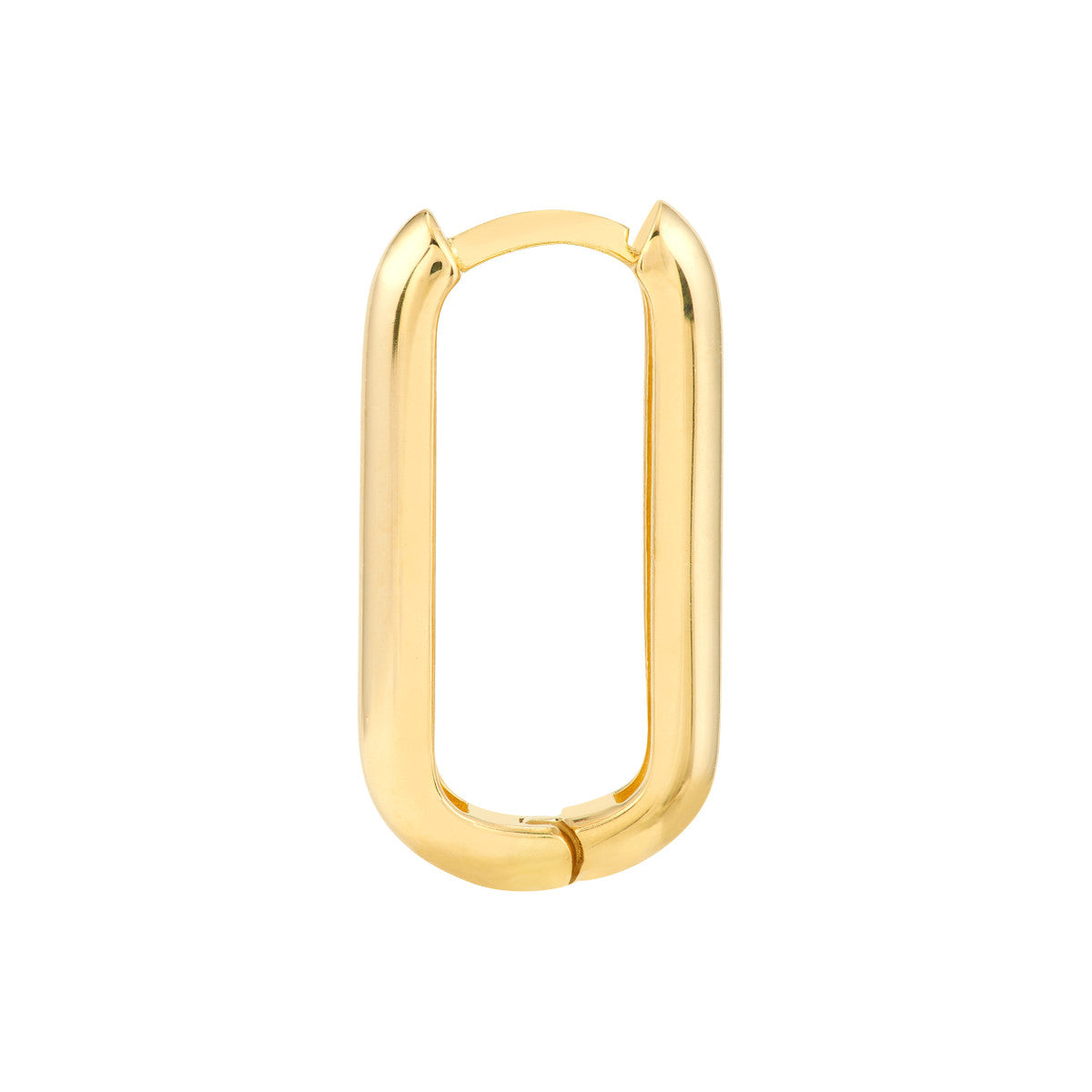 14K Yellow Gold Elongated Polished Hoop Earrings