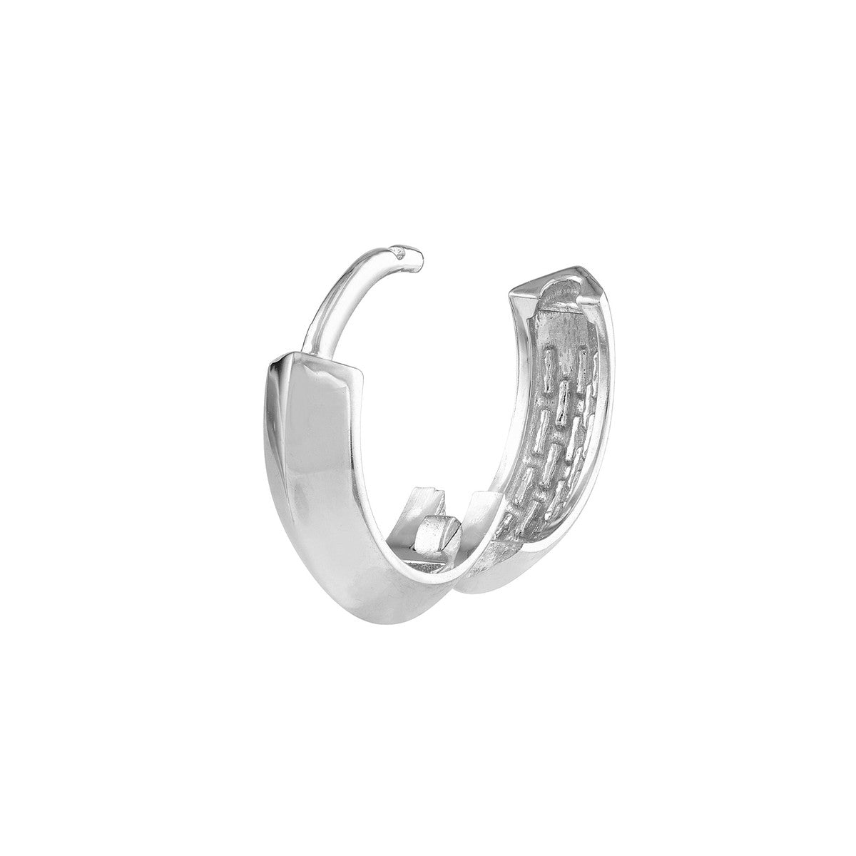 14K White Gold Knife Edge Polished Mini Hoops