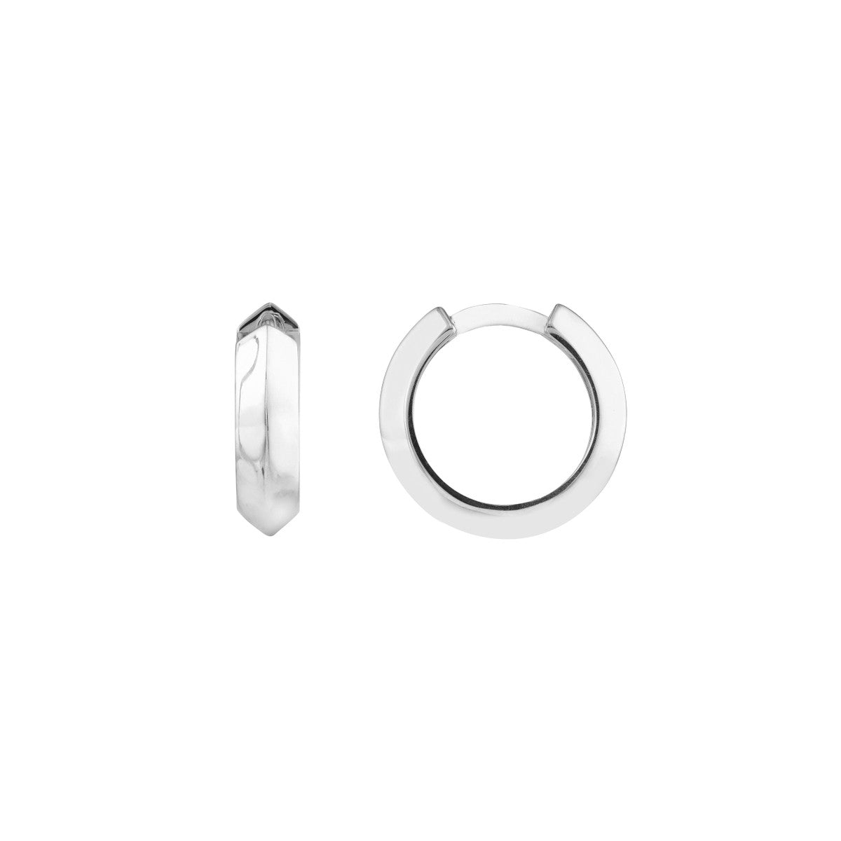 14K White Gold Knife Edge Polished Mini Hoops