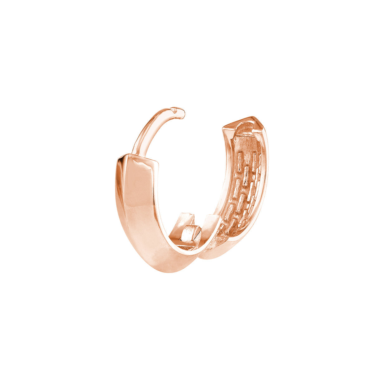 14K Rose Gold Knife Edge Polished Mini Hoops