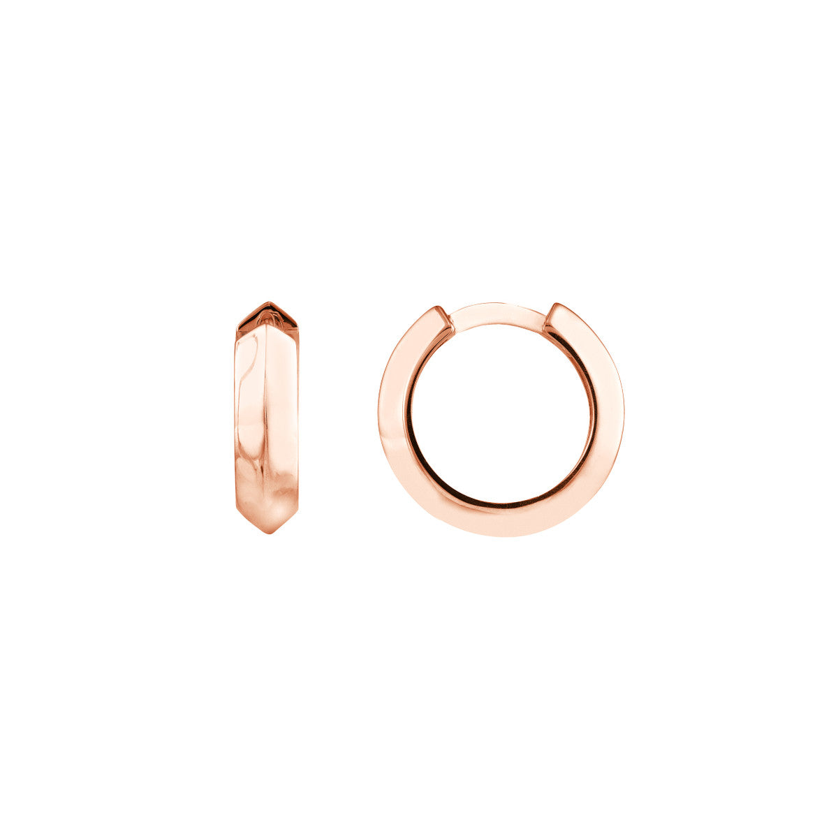 14K Rose Gold Knife Edge Polished Mini Hoops