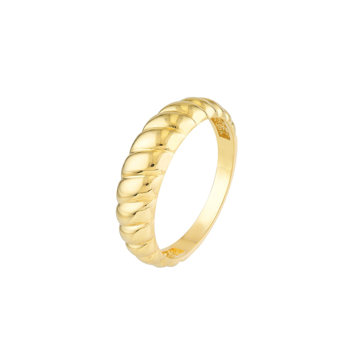 14K Yellow Gold Ribbed Dome Ring