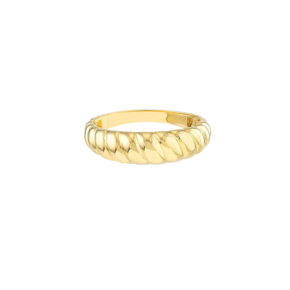 14K Yellow Gold Ribbed Dome Ring