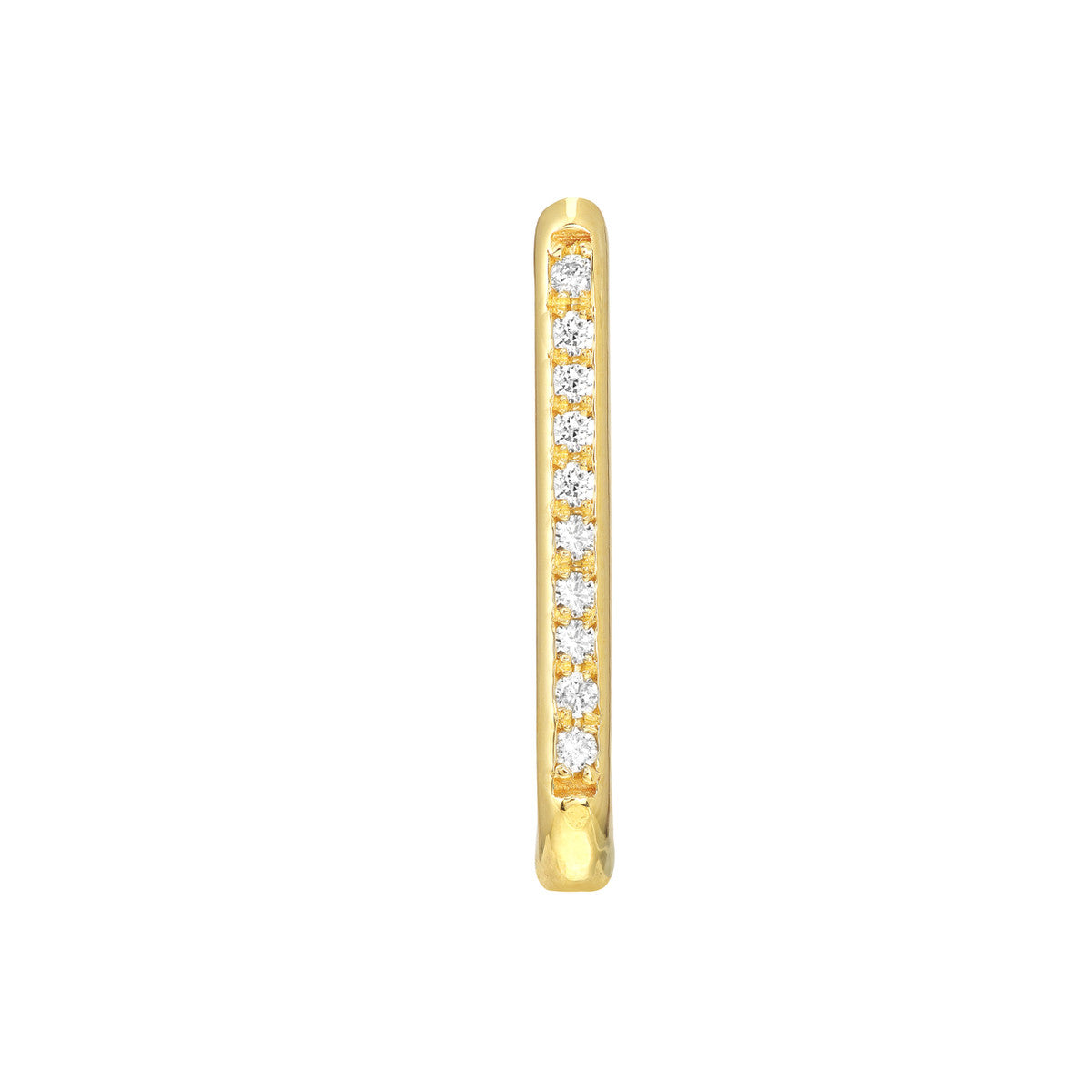 14K Yellow Gold Channel-Set Diamond Elongated Hoops