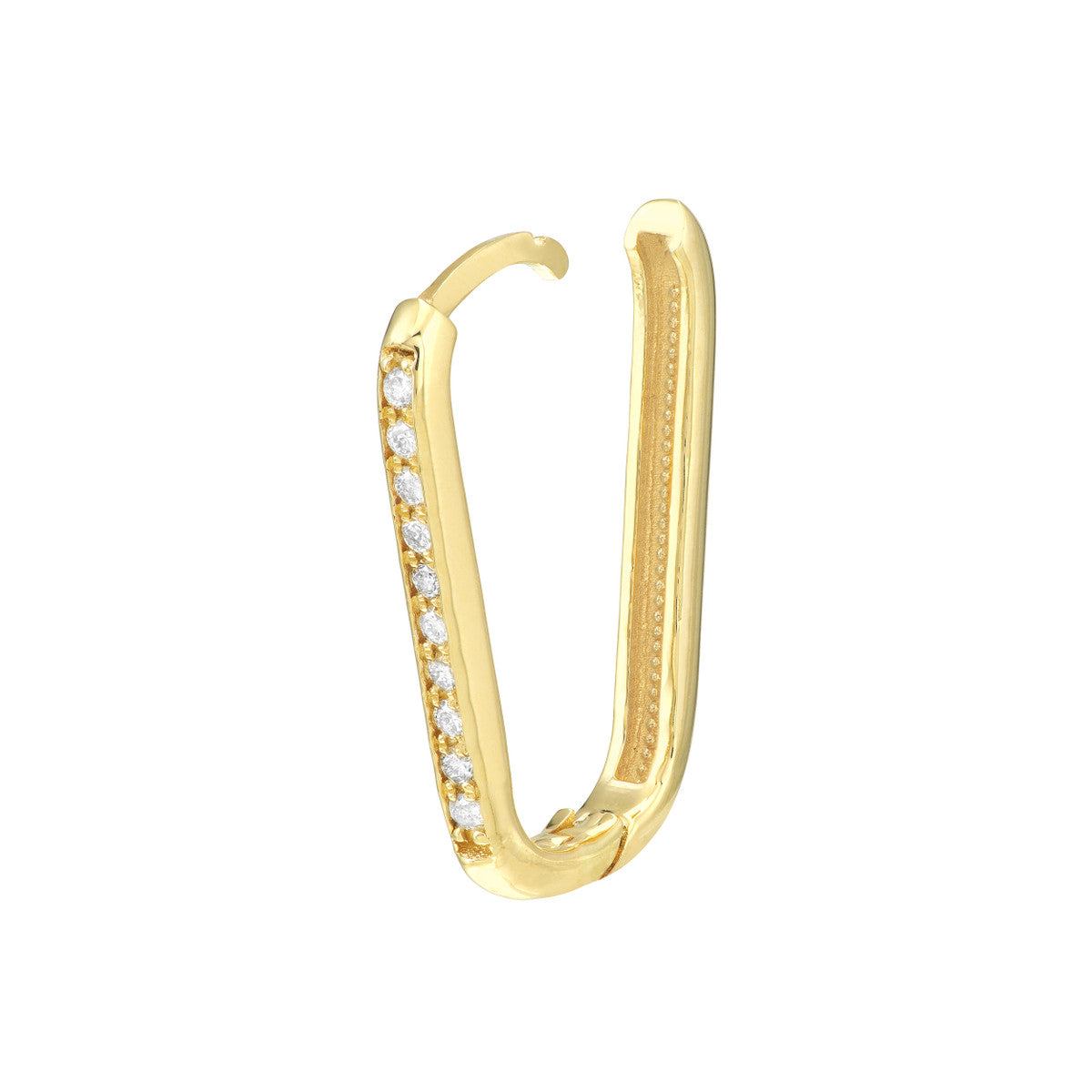 14K Yellow Gold Channel-Set Diamond Elongated Hoops