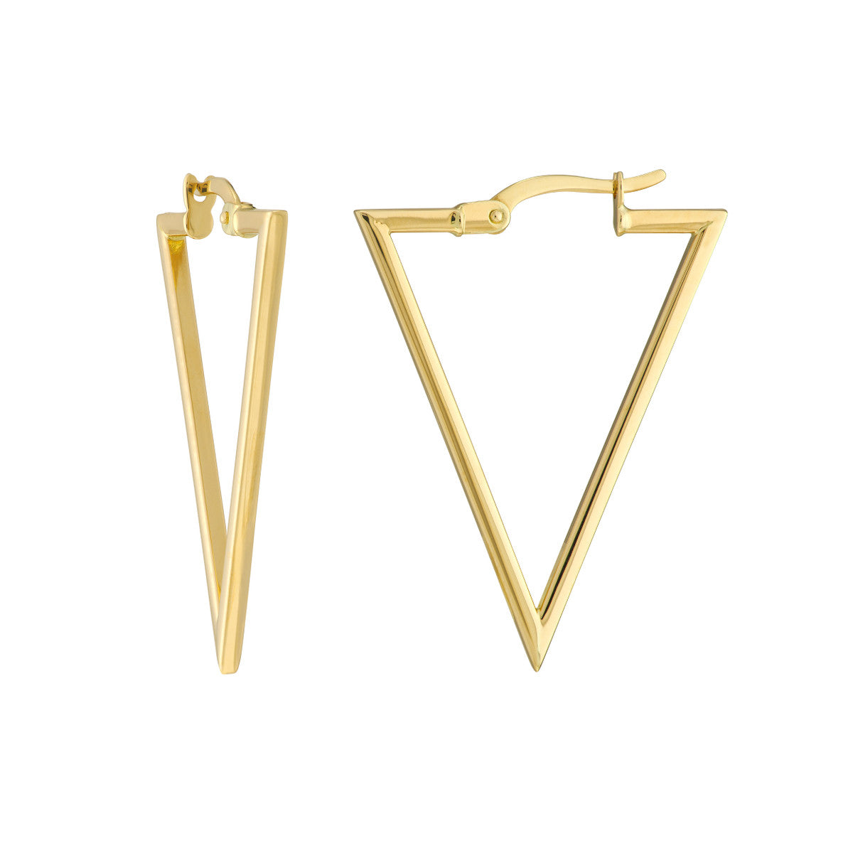 14K Yellow Gold Open Triangle Hoop Earrings