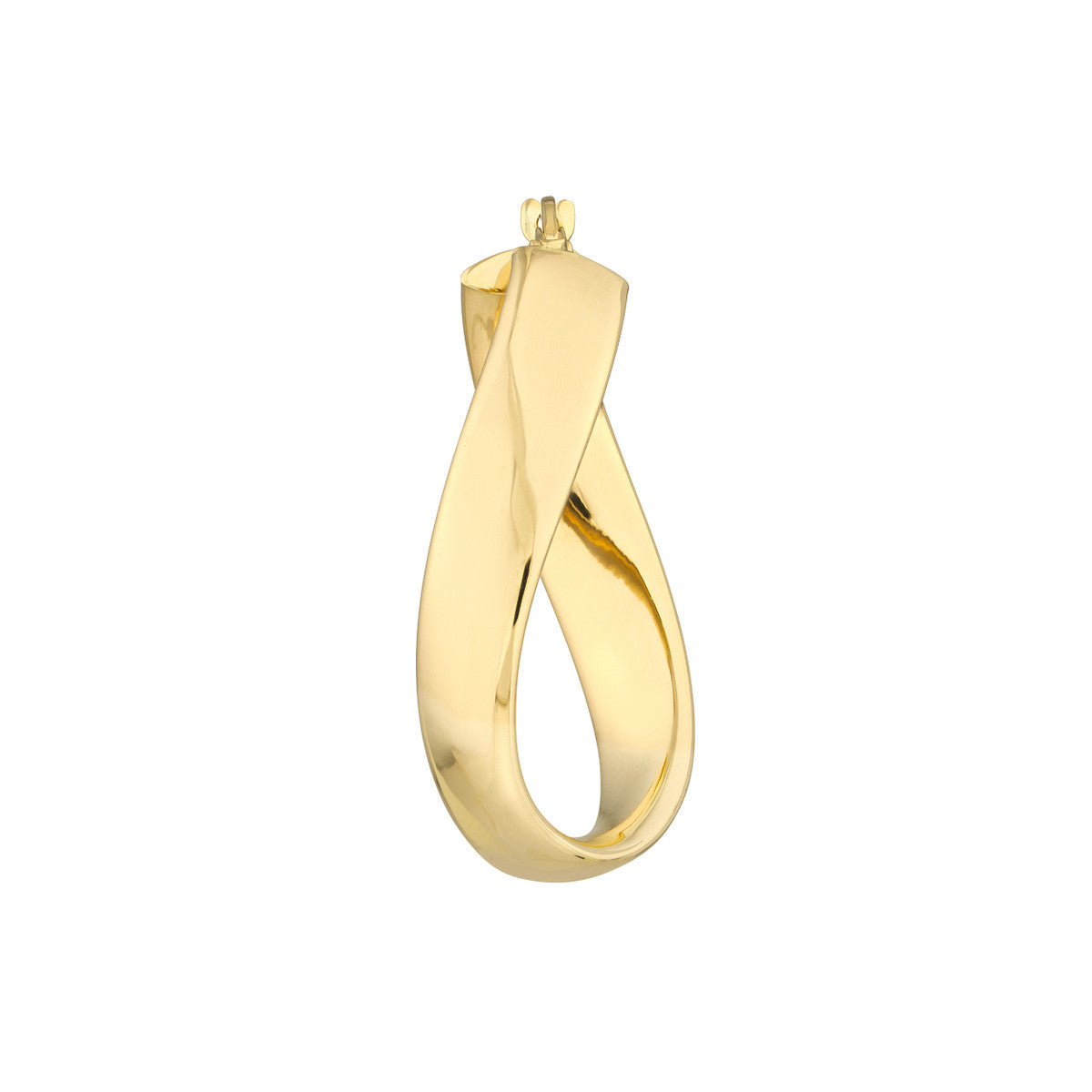 14K Yellow Gold Oval Wave Hoops