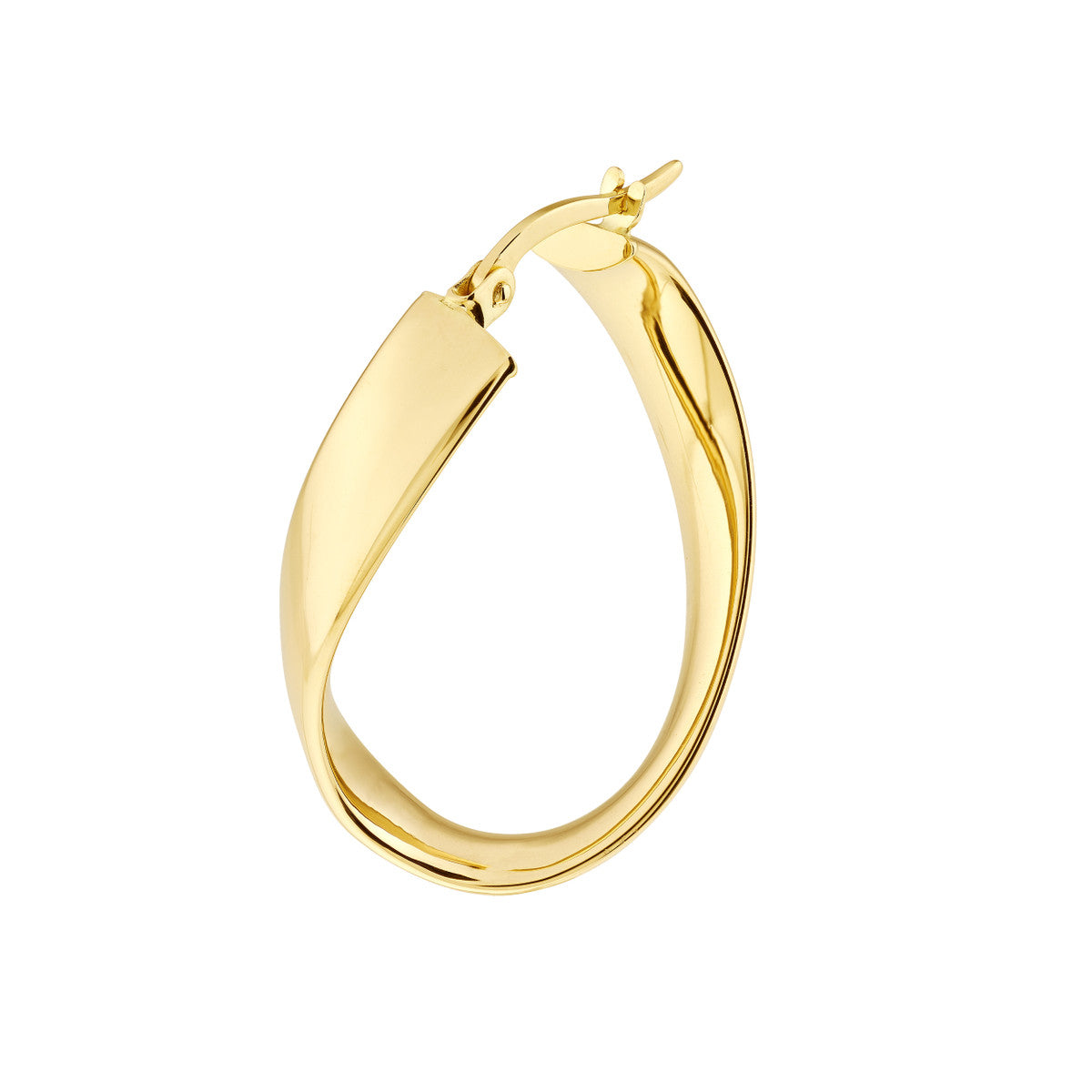 14K Yellow Gold Oval Wave Hoops