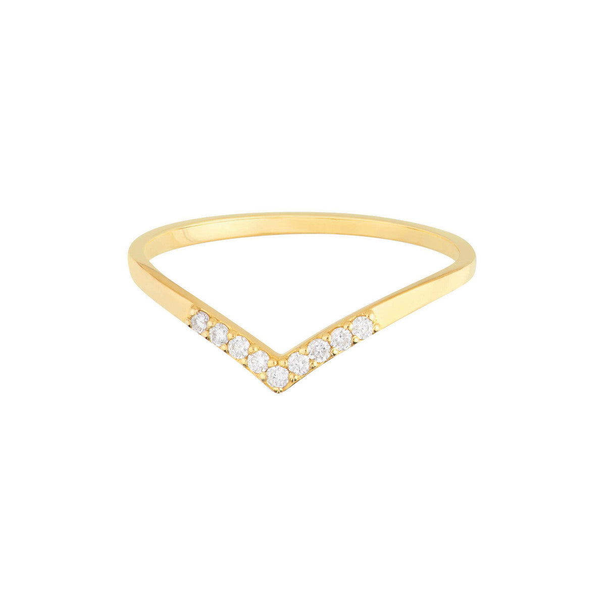 14K Yellow Gold Diamond Chevron Ring