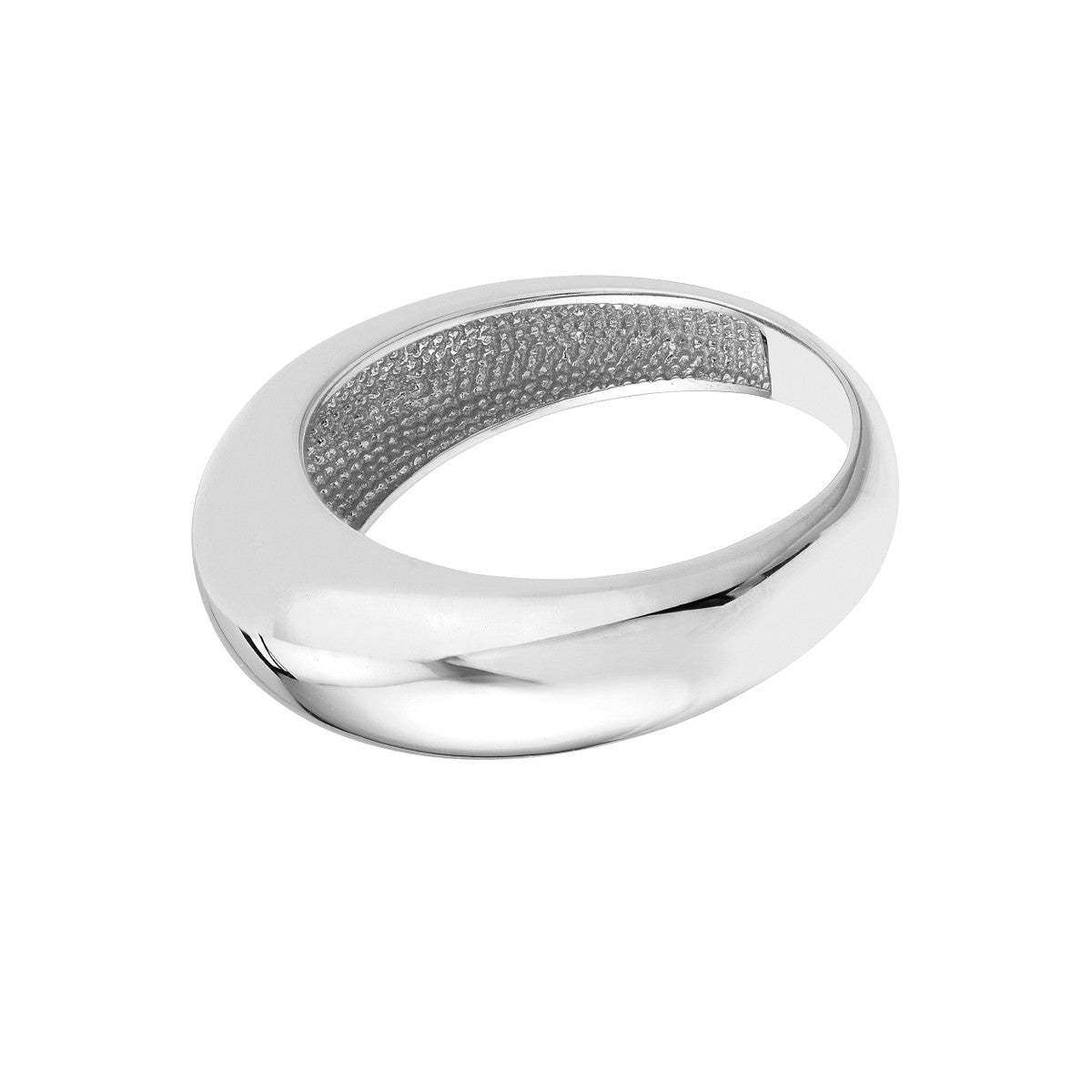 14K White Gold Domed Puff Ring