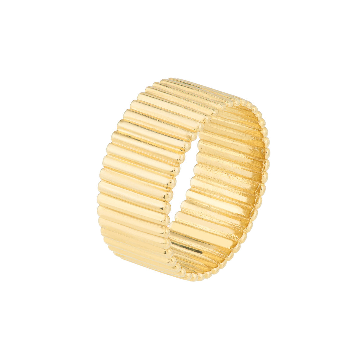 14K Yellow Gold Ribbed Cigar Band