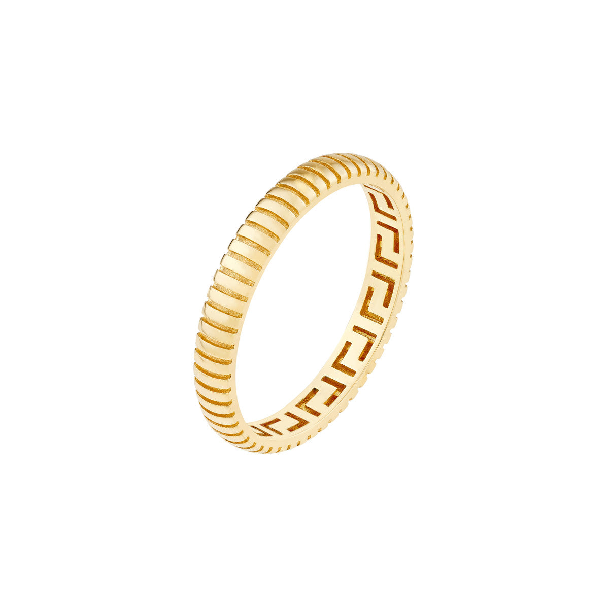 14K Yellow Gold Diamond-Cut Line Band