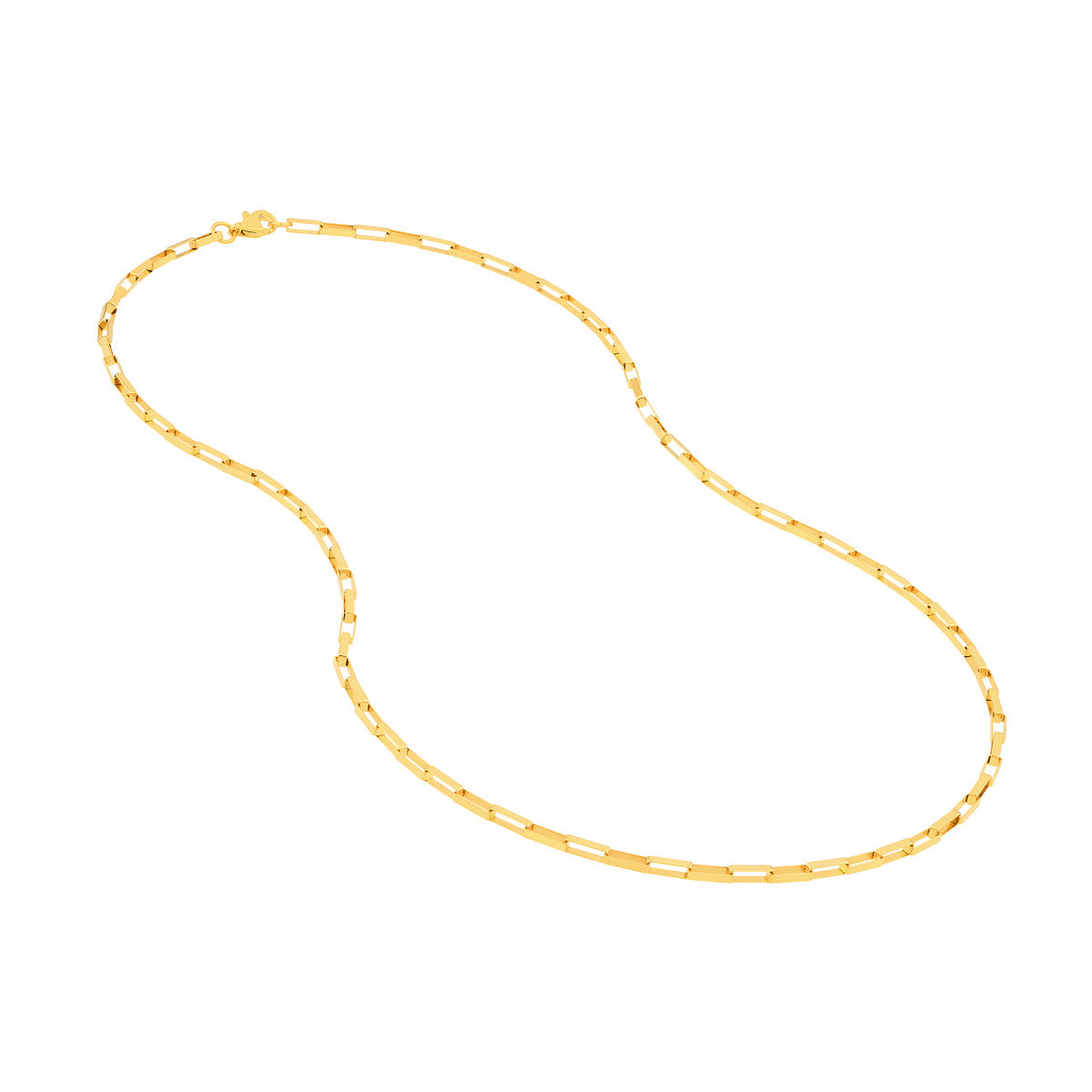 14K Yellow Gold Elongated Box Link Necklace