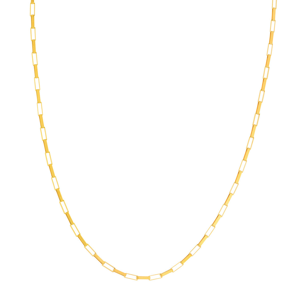 14K Yellow Gold Elongated Box Link Necklace