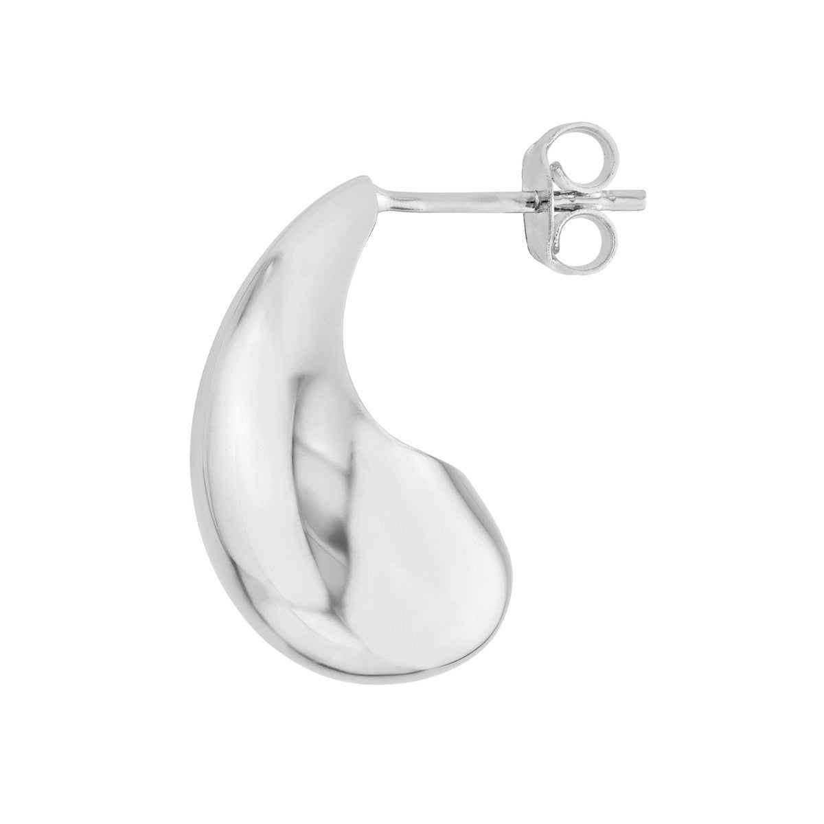 14K White Gold Teardrop Dome Earrings