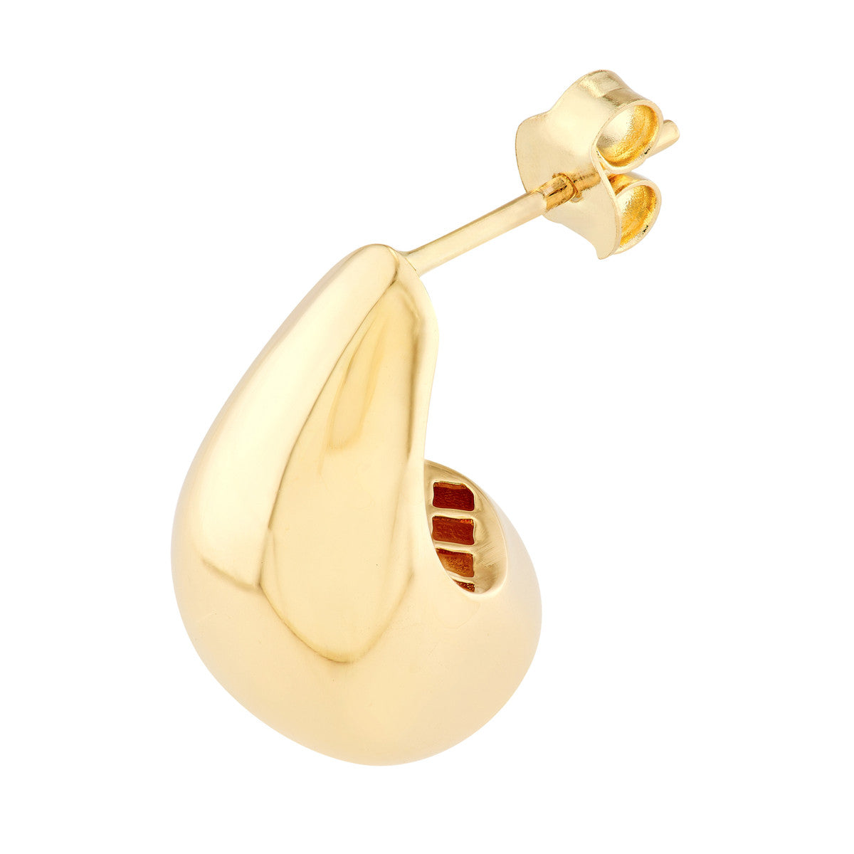 14K Yellow Gold Teardrop Dome Earrings