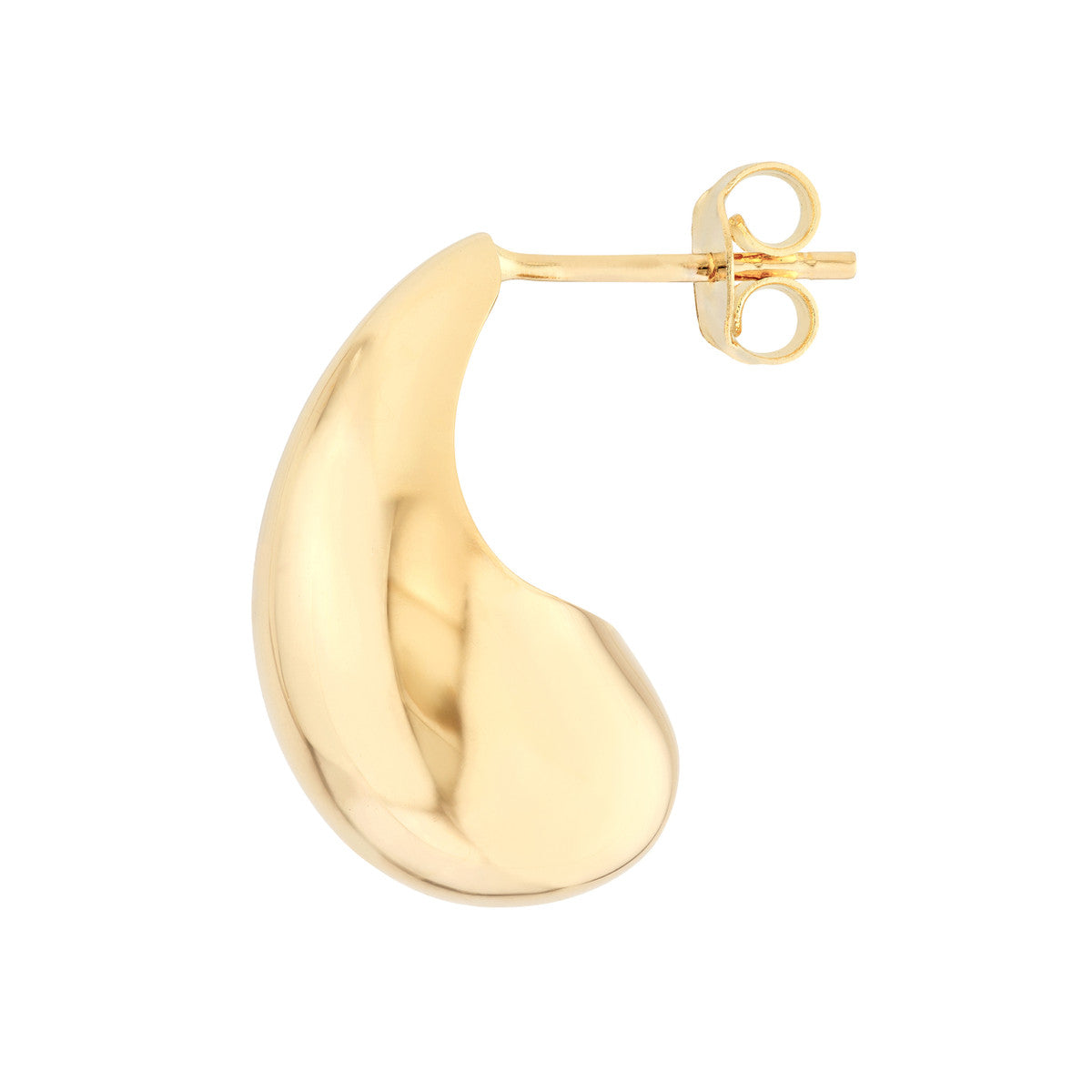 14K Yellow Gold Teardrop Dome Earrings