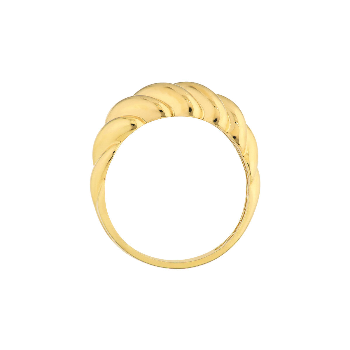 14K Yellow Gold Wide Ribbed Dome Ring