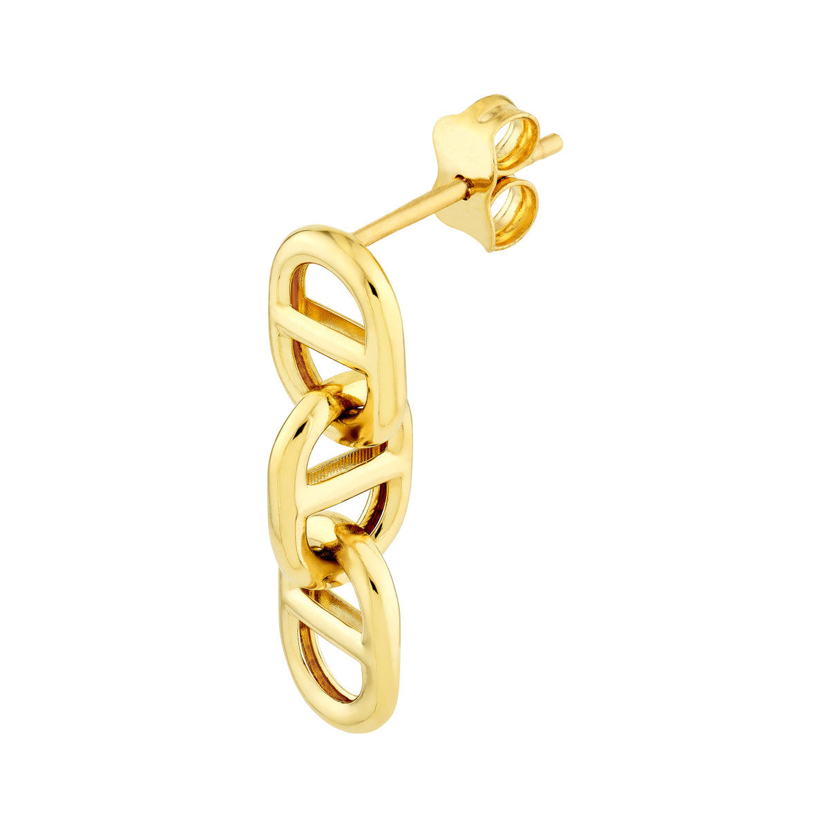 14K Yellow Gold Triple Mariner Link Drop Earrings