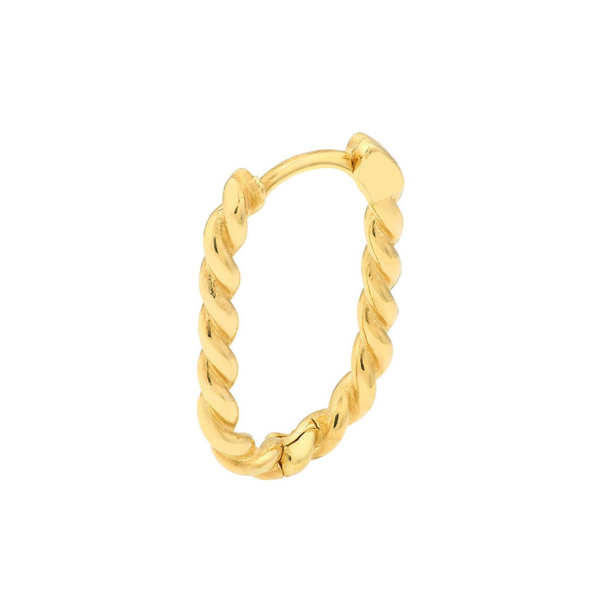 14K Yellow Gold Twisted Oval Hoops