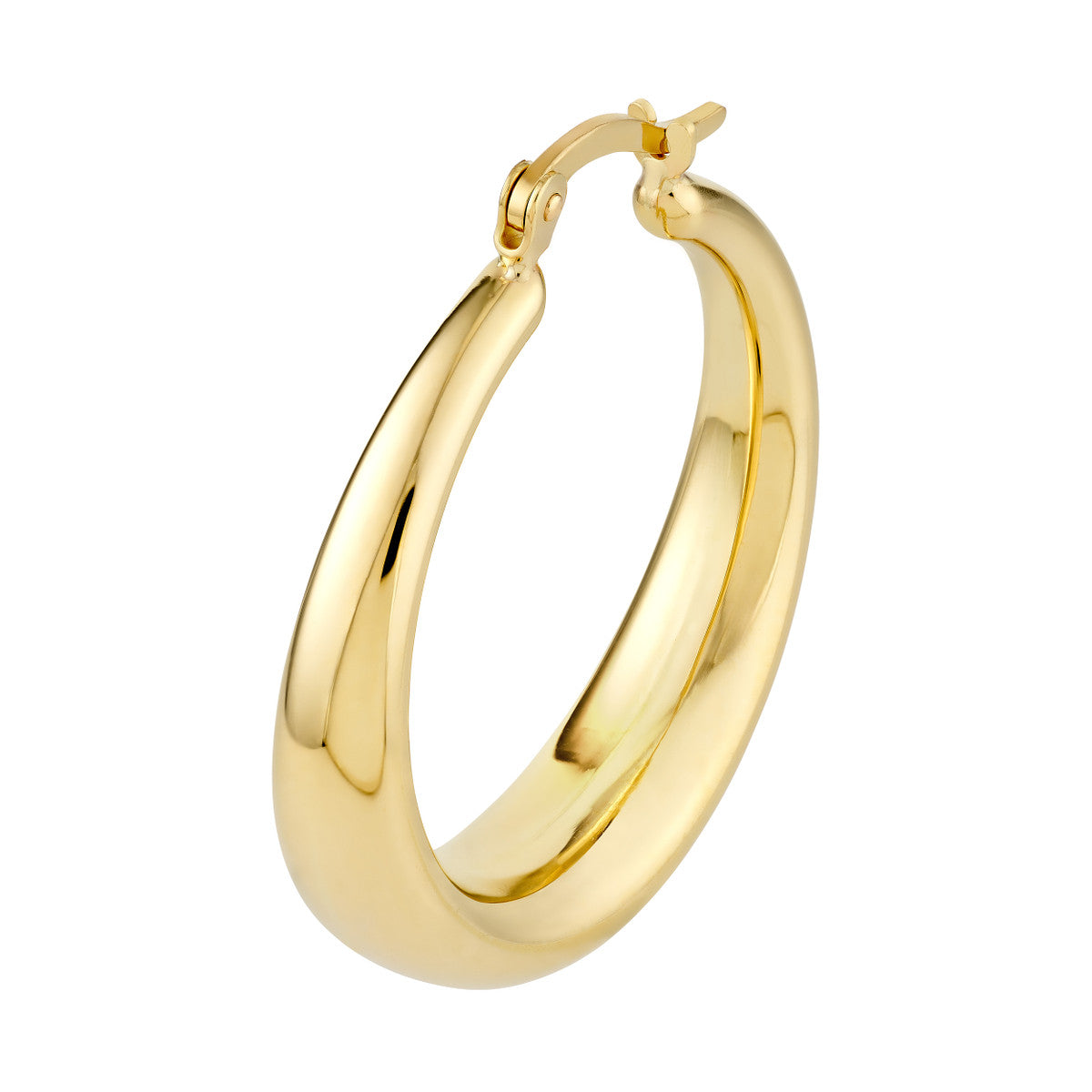 14K Yellow Gold Tapered Round Hoop Earrings