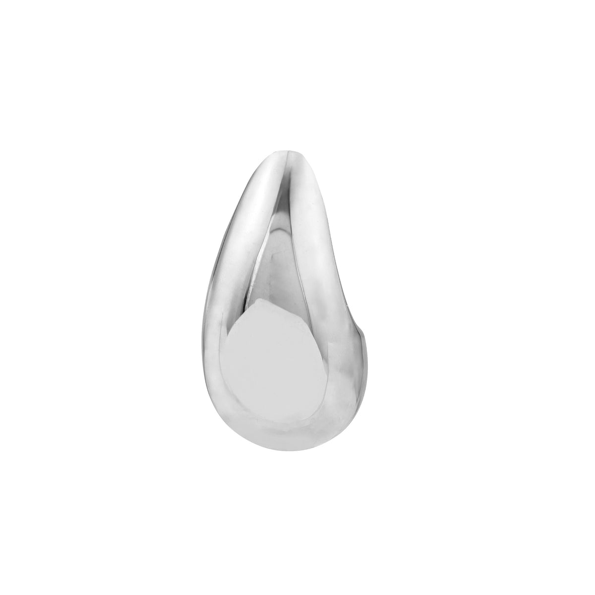 14K White Gold Small Teardrop Dome Earrings