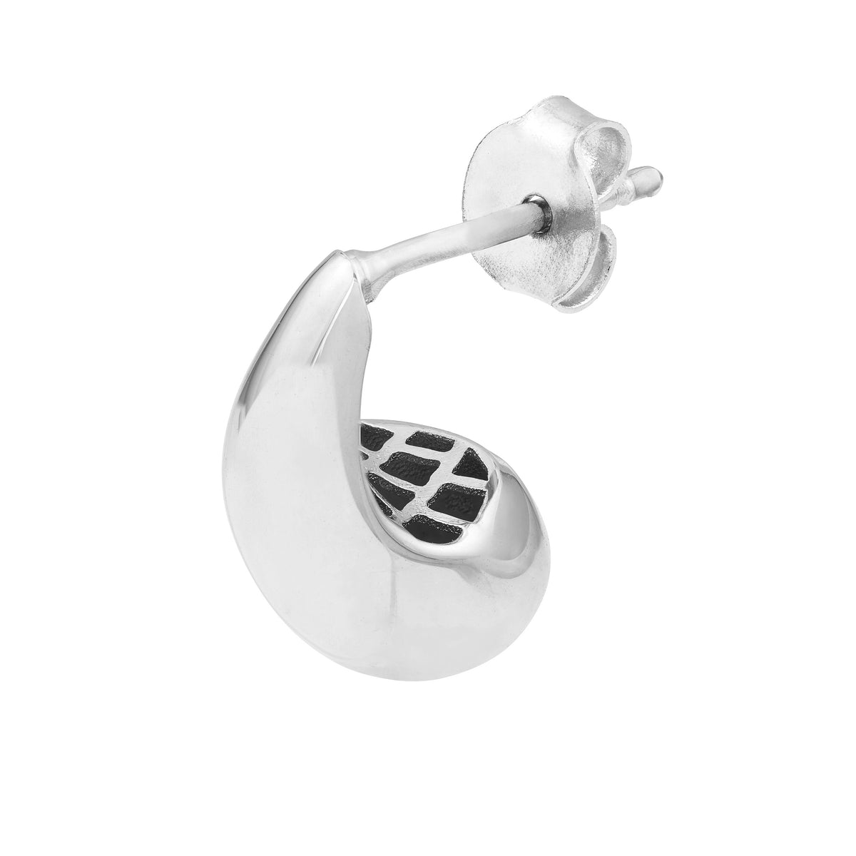 14K White Gold Small Teardrop Dome Earrings