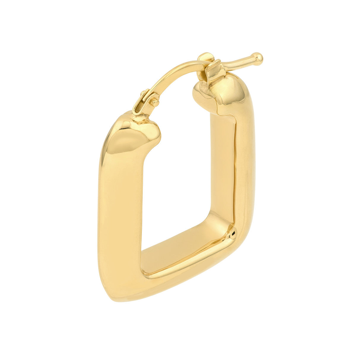 14K Yellow Gold Puffed Square Shape Hoops