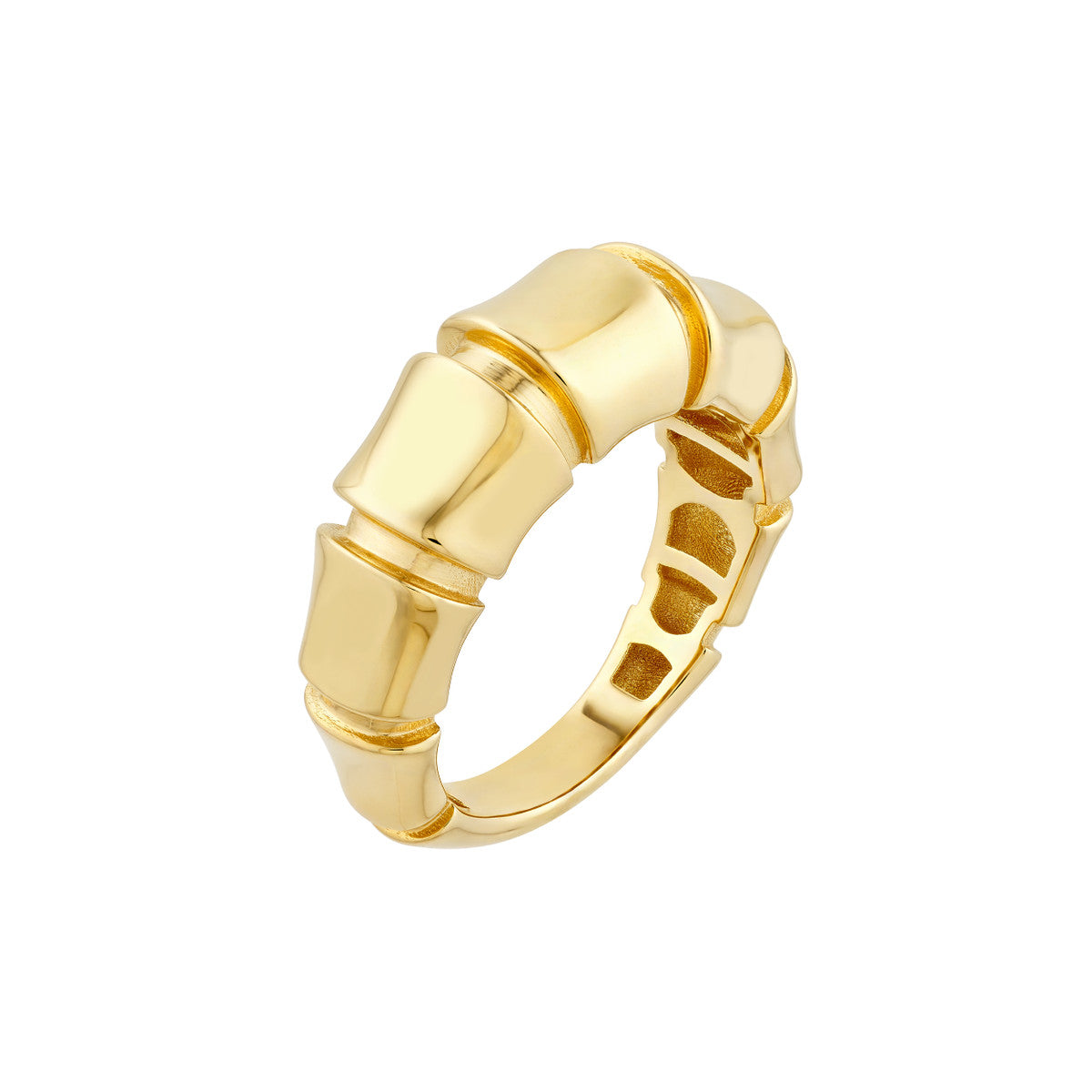 14K Yellow Gold Bamboo Statement Ring