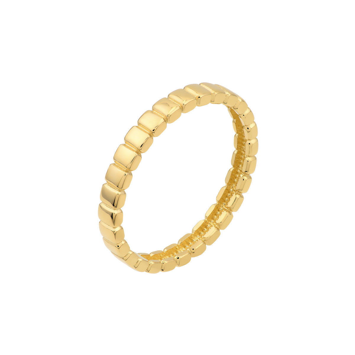 14K Yellow Gold Geometric Skinny Band