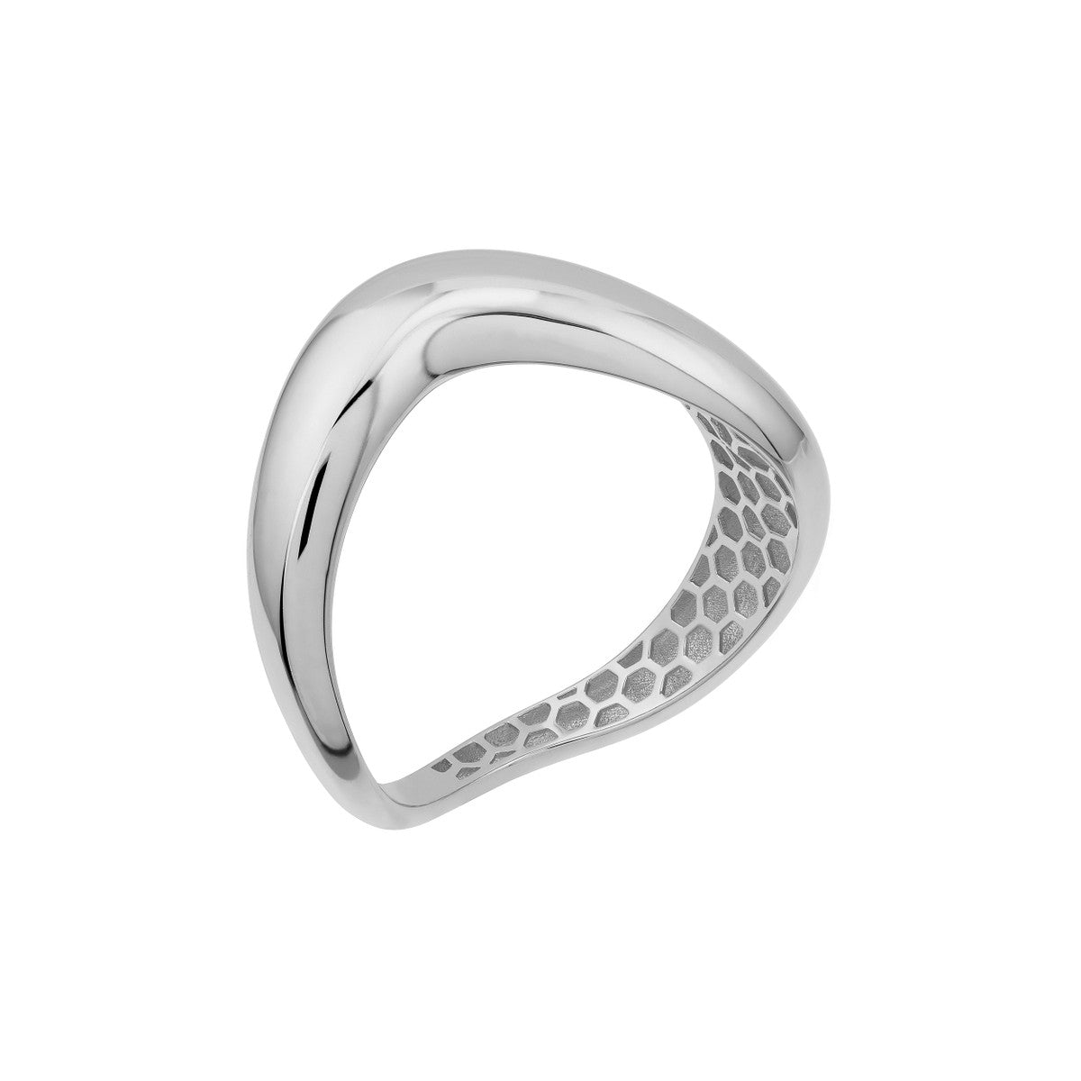 14K White Gold Puffed Wave Ring