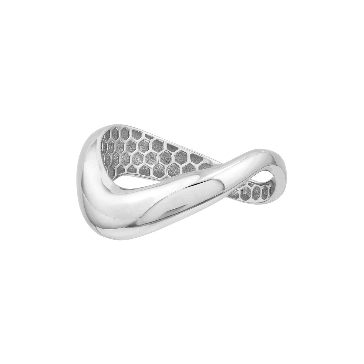 14K White Gold Puffed Wave Ring