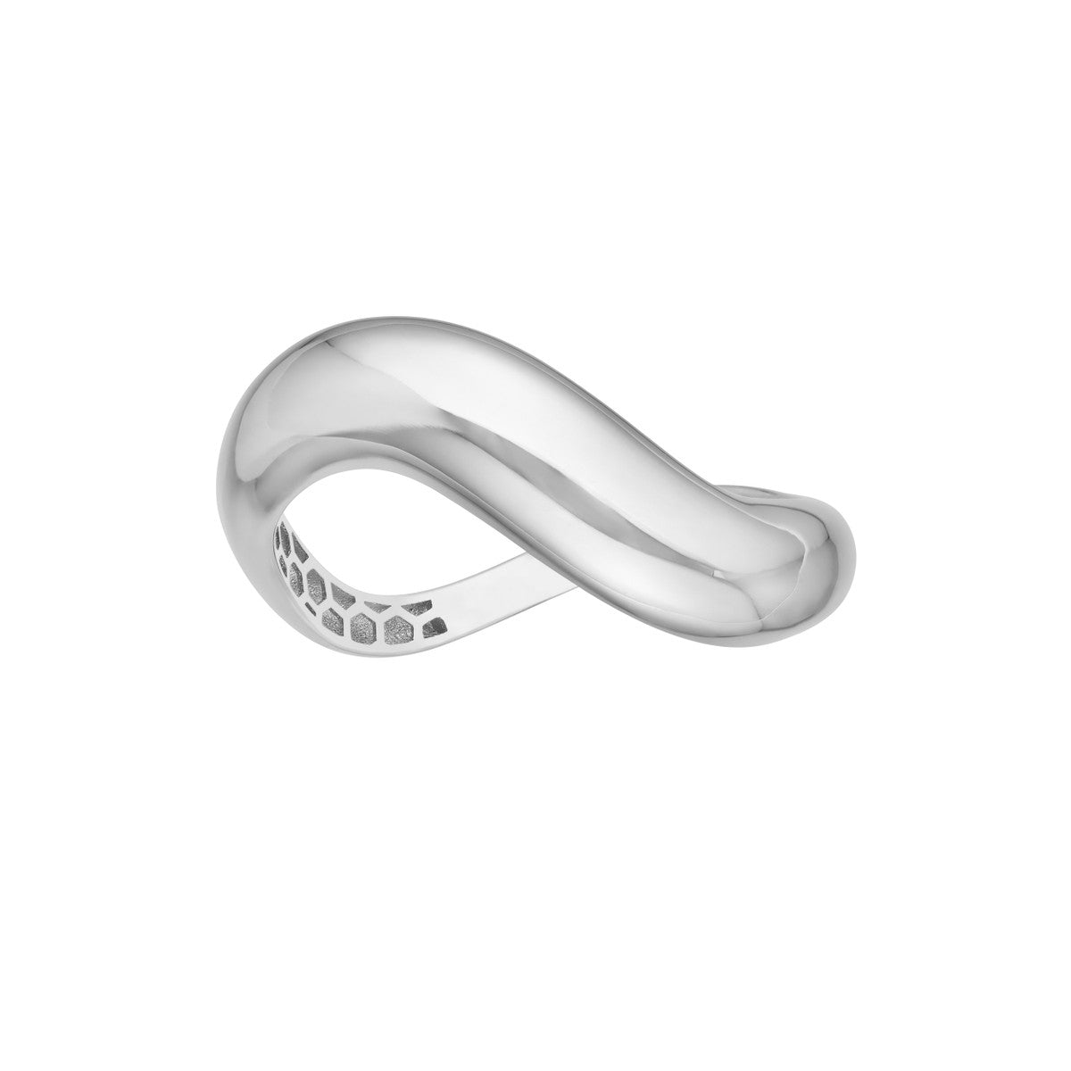 14K White Gold Puffed Wave Ring