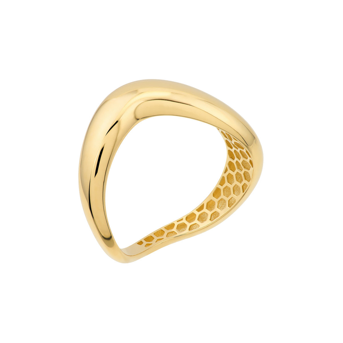 14K Yellow Gold Puffed Wave Ring