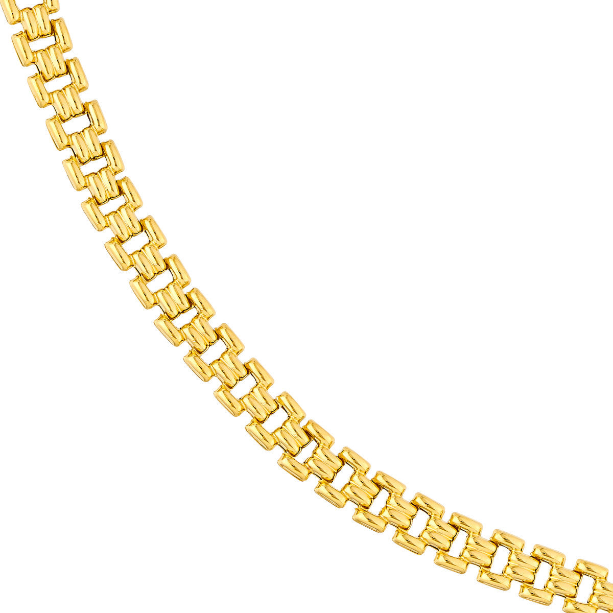 14K Yellow Gold Polished Railroad Link Chain Necklace