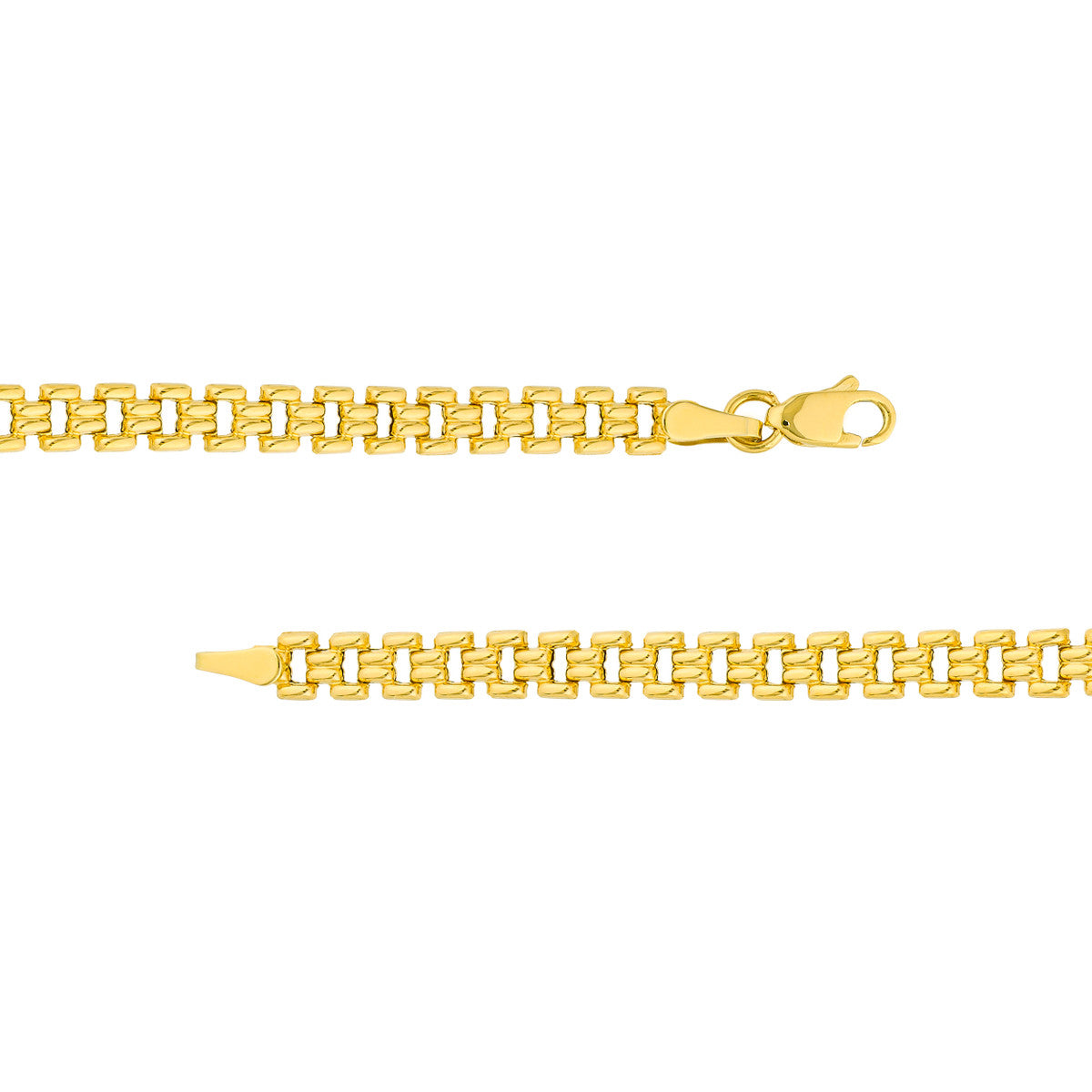 14K Yellow Gold Polished Railroad Link Chain Necklace