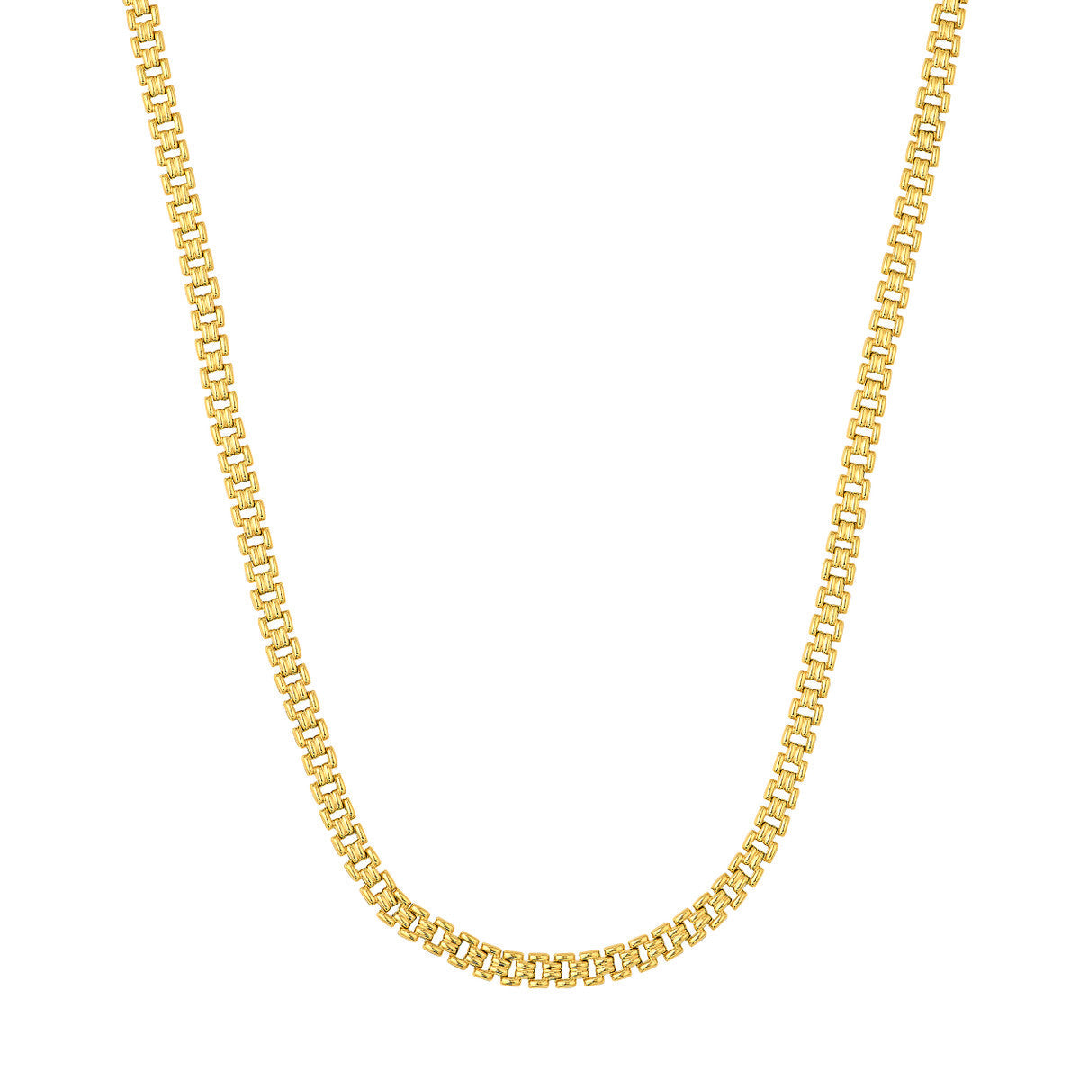 14K Yellow Gold Polished Railroad Link Chain Necklace