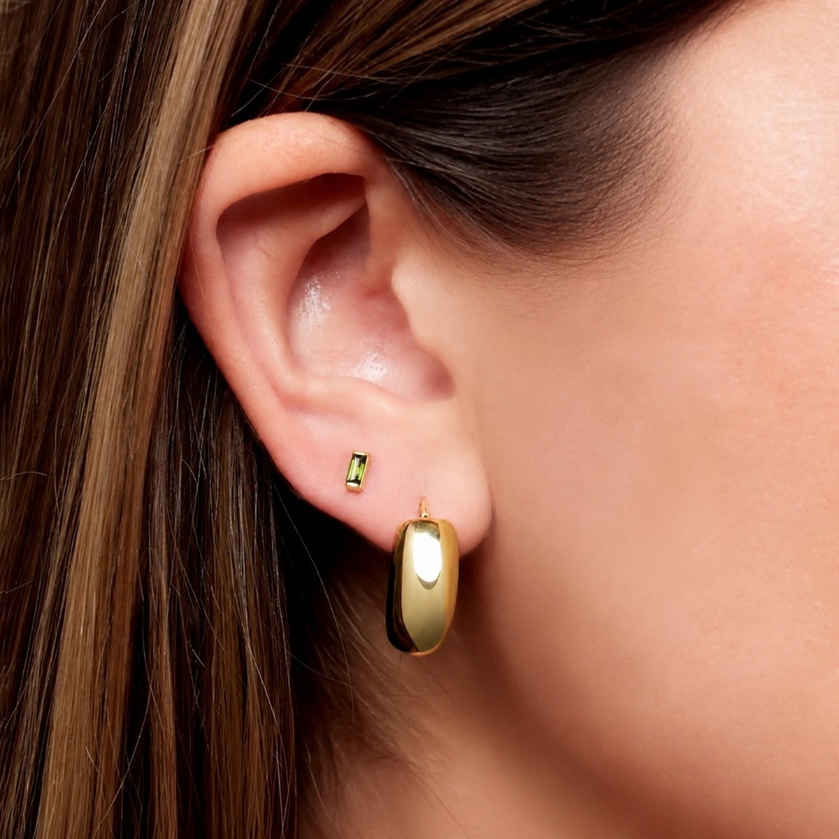 14K Yellow Gold Micro Green Tourmaline Studs